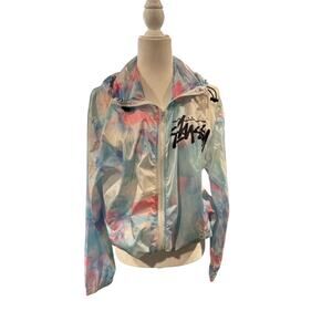 STUSSY Cotton Candy Tie Dye Windbreaker Women's Jacket Size L/XL